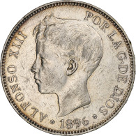 Espagne, Alfonso XIII, 5 Pesetas, 1896, Valencia, Argent, TTB+, KM:707 - Primi Conii