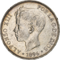 Espagne, Alfonso XIII, 5 Pesetas, 1896, Valencia, Argent, TTB+, KM:707 - First Minting