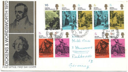 First Day Cover - England, Charles Dickens Stamps, N°847 - 1952-1971 Em. Prédécimales