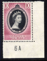 Malaya Perak 1953 QE2 10ct Coronation MM SG 149  ( K766 ) - Perak