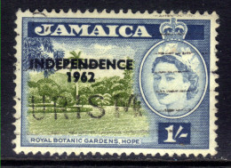 Jamaica 1962 QE2 1/-d Independence 1962 Ovpt Used SG 188 ( E372 ) - Jamaica (1962-...)