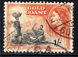 Gold Coast 1954 QE2 1/-d Black & Orange Used SG 161 ( 1101 ) - Goldküste (...-1957)