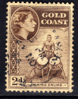 Gold Coast 1952 - 54 QE2 2d Chocolate Used SG 156 ( M726 ) - Gold Coast (...-1957)
