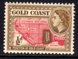 Gold Coast 1952 - 54 QE2  1/2d Brown & Scarlet Umm SG 153 ( A845 ) - Costa D'Oro (...-1957)