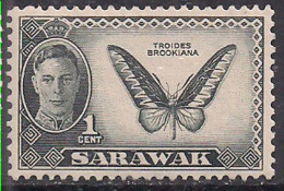 Sarawak 1950 KGV1 1c Insect Troides MLH SG 171 ( L988 ) - Sarawak (...-1963)