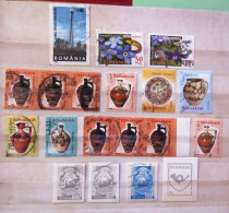 Rumania 2002 - 2012 Ceramic Flowers + Square Cuts (last Row) - Used Stamps