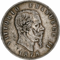 Italie, Vittorio Emanuele II, 5 Lire, 1878, Rome, Argent, TB, KM:8.4 - 1861-1878 : Victor Emmanuel II