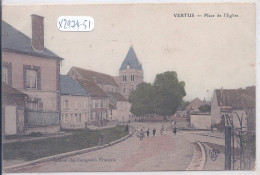 VERTUS- PLACE DE L EGLISE- COLORISEE - Vertus