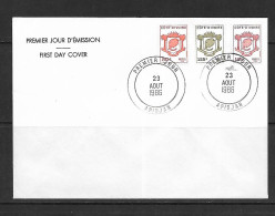 COTE D'IVOIRE 1986 FDC ARMOIRIES-COURANT  YVERT N°774/776 - Briefe U. Dokumente