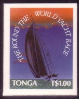 TONGA 1991 Cromalin Proof - Around The World Yacht Race - Sailing Boat - 5 Exist - Tonga (1970-...)