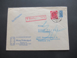 BRD 1952 Posthorn Mi.Nr.130 EF Geschäftspapiere Mit Rotem Stempel Ra1 T Nachgebühr T Buchbindereibedarf Heinz Kötteritzs - Covers & Documents