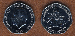 Gibraltar 50 Pence 2023, Christmas, KM#1909, Unc - Gibraltar