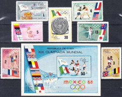 CUBA 1968, SPORT, SUMMER OLYMPIC GAMES In MEXICO, COMPLETE MNH SERIES With BLOCK In GOOD QUALITY, *** - Unused Stamps