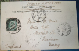 Br India King Edward, Used On Picture Postcard, Simla Postmark Inde - 1902-11  Edward VII