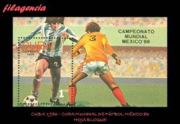 CUBA MINT. 1986-01 COPA MUNDIAL DE FÚTBOL MÉXICO 86. HOJA BLOQUE - Unused Stamps