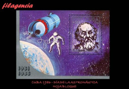CUBA MINT. 1986-10 DÍA DE LA ASTRONÁUTICA. HOJA BLOQUE - Unused Stamps