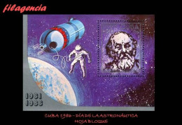 CUBA MINT. 1986-10 DÍA DE LA ASTRONÁUTICA. HOJA BLOQUE - Neufs