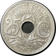 1931 - 25 Centimes Lindauer Non Souligné, Cupronickel - France [KM#867a] - 25 Centimes