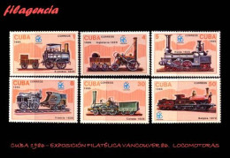 CUBA MINT. 1986-14 EXPOSICIÓN FILATÉLICA VANCOUVER 86. TRENES - Nuevos