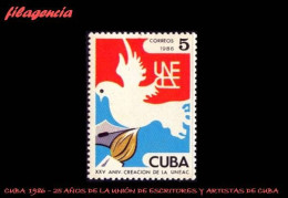 CUBA MINT. 1986-20 XXV ANIVERSARIO DE LA UNIÓN DE ESCRITORES Y ARTISTAS DE CUBA - Ongebruikt