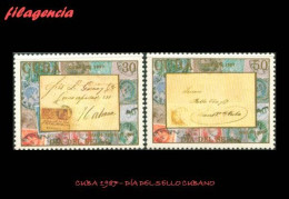 CUBA MINT. 1987-08 DÍA DEL SELLO CUBANO. MARCAS POSTALES - Neufs