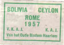 Dutch Matchbox Label, Haarlem - North Holland, Bolivia Ceylon Rome 1957,V.K.A.J. Van Het Oude Bisdom Holland Netherlands - Boites D'allumettes - Etiquettes