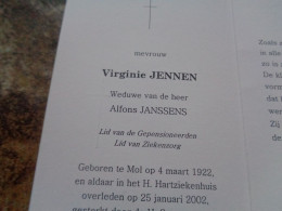 Doodsprentje/Bidprentje   Virginie JENNEN   Mol 1922-2002  (Wwe Alfons JANSSENS) - Religion & Esotérisme