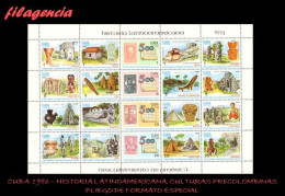 CUBA MINT. 1986-27 HISTORIA LATINOAMERICANA. V CENTENARIO DESCUBRIMIENTO DE AMÉRICA. CULTURAS PRECOLOMBINAS. MINIPLIEGO - Ongebruikt