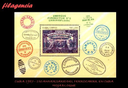 CUBA MINT. 1987-23 150 ANIVERSARIO DEL FERROCARRIL EN CUBA. HOJA BLOQUE - Nuevos