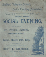 Sheffield St Pauls School Victorian 1895 Theatre Concert Programme - Sheffield