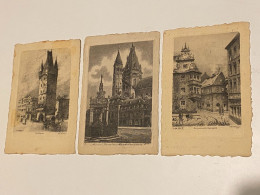 3 Pcs Stk Engraving ! Germany Deutschland Mainz Signed Art Holz Turm Dom Book Shop 17457 Post Card POSTCARD - Mainz