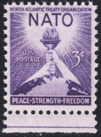 !a! USA Sc# 1008 MNH SINGLE W/ Bottom Margin (a2) - NATO - Unused Stamps