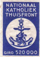 Dutch Matchbox Label, Nationaal Katholiek Thuisfront - Application For The Home Front Of All Military Defense Netherland - Boites D'allumettes - Etiquettes