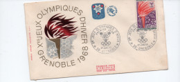 Enveloppe    JEUX OLYMPIQUES D HIVER   GRENOBLE  1968 - Usati