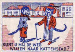 Dutch Matchbox Label, Kunt U  Mij De Weg Vijzen Naar Kattenstad-Belgium?, Cat, Holland, Netherlands - Boites D'allumettes - Etiquettes