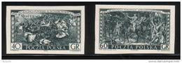 POLAND SLANIA 1954 160TH ANNIVERSARY OF THE KOSCIUSZKO UPRISING, 2 BLACK PROOFS  NHM NO GUM ART BATTLES PAINTINGS Horses - Neufs