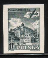 POLAND SLANIA RARE 1954 AIRMAIL PLANE & CASTLE BLACK PROOF Airplanes Architecture - Unused Stamps