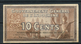 INDOCHINE UN BILLET DE 10 CENTS ELEPHANTS - Indochina