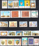 Tunisie / Lot De 25 Timbres Des Sites Archéologiques, Des Mosquées & Des Bijoux - 25V- Obli - Moskeeën En Synagogen