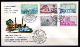 1980 NORTH CYPRUS HISTORIC WORKS MONUMENTS FDC - Brieven En Documenten