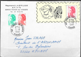 Curiosité Porte Timbre Mécaphil 88 Thaon Les Vosges 1-8 1988 - Storia Postale