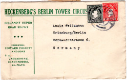 Irland 1934, 1+2 P. Auf Heckenberg's Berlin Tower Circus Vordruckumschlag  - Covers & Documents