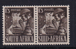 South Africa: 1941/46   War Effort (Large Size)   SG94a   1/3d  Blackish Brown   MH Pair - Ongebruikt