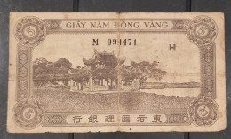 Indochine Indochina Vietnam Viet Nam Laos Cambodia 5 Piastres VF Banknote Note 1942 - 1945 - Pick # 61 / 02 Photos - Indochine