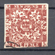 Timbre Terre Neuve Newfounland YT N° 5 Année 1857 Légère Oblitération 5 PENCE - 1857-1861