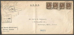 1928 Registered OHMS Cover 12c Admirals RPO CDS Ottawa Ontario Keyhole Post Office - Postal History