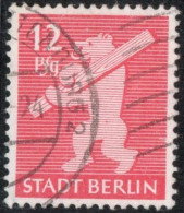 Germany 1945 Stadt Berlin 12 Pf Plateflaw Mi IV Cancelled Certified Ströh BPP "Nostril" - Berlin & Brandebourg