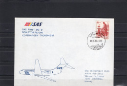 Sweden SAS 1986 First Flight Cover DC-9 Copenhagen - Trondheim - FDC