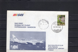 Sweden SAS 1990 First Flight Cover Boeing 767 Copenhagen - Bangkok - FDC