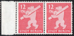 Germany 1945 Stadt Berlin 12 Pf Plateflaw Mi XVI MNH Certified Ströh BPP Vertical Scratch Through  Ber"L"in, Folded - Berlín & Brandenburgo